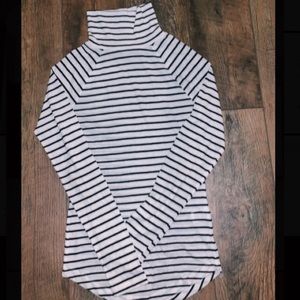 Black and White Striped Long Sleeve Turtleneck